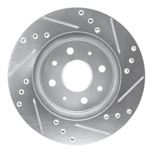 Kia Rio Brake Rotor (1) - Front Left - R1 Concepts - Drilled & Slotted - Silver - `03-`05
